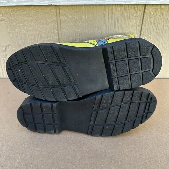 Yes We Vibe Combat Boots Yellow Travel Van Women’s Size 7 EU 38 Vegan Lace Up - Picture 6 of 10